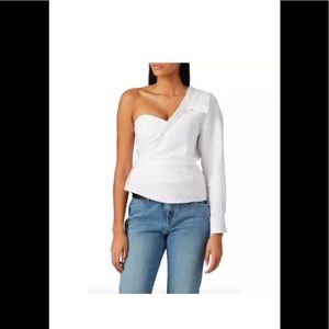 RtA Chiara Asymmetric corset shirt cotton white